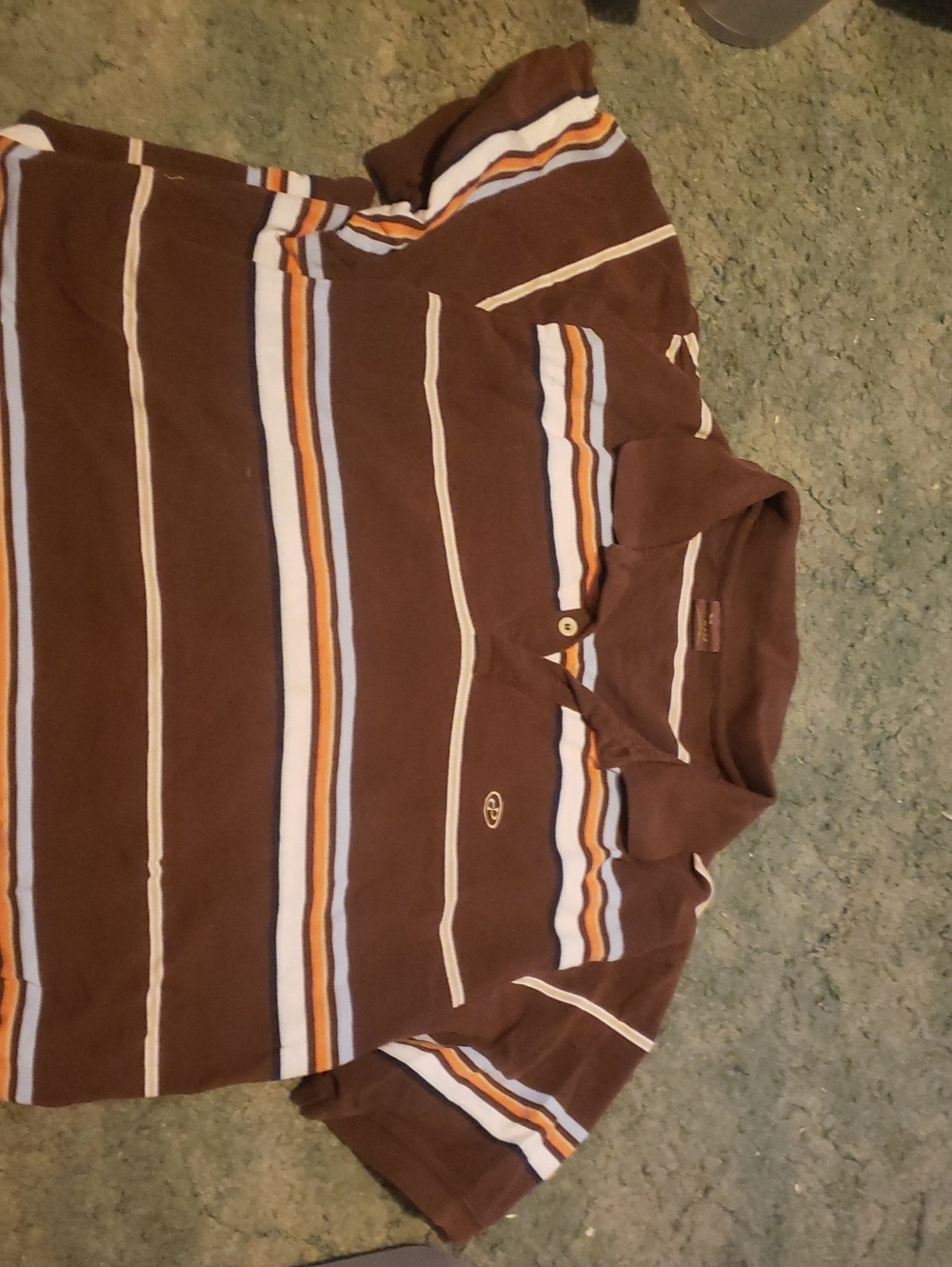 Men's Brown Striped Polo Shirt